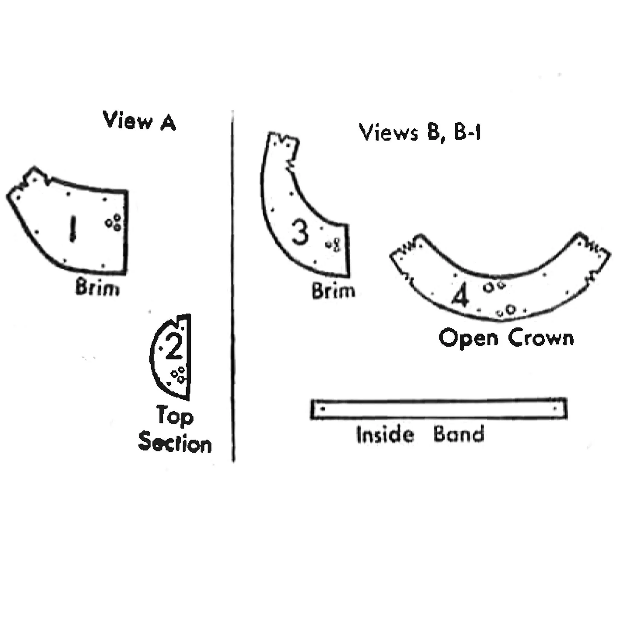 1940s Pattern, Set of Hats & Bonnets - Hat 21" (53 cm)