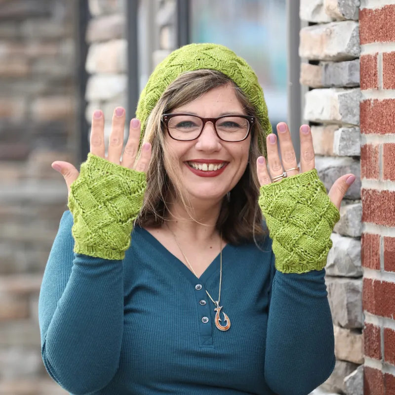 Absolute Fantasy Entrelac Hat and Fingerless Mitts Set Printed Knitting Pattern