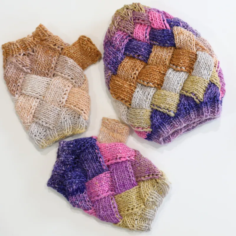 Absolute Fantasy Entrelac Hat and Fingerless Mitts Set Printed Knitting Pattern