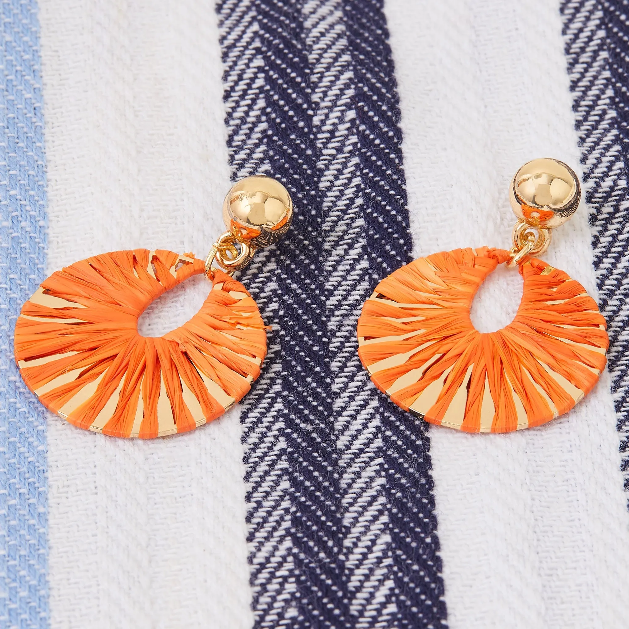 Accessorize London Women's Orange Raffia Overlay Hoop Earring
