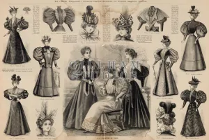 Advertisement of various Victorian feminine clothing styles