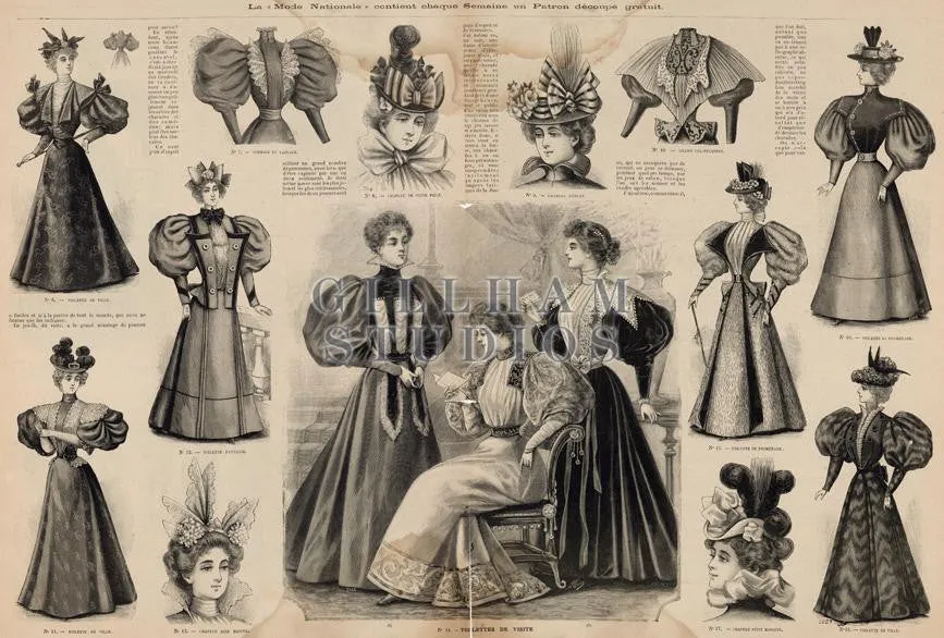 Advertisement of various Victorian feminine clothing styles