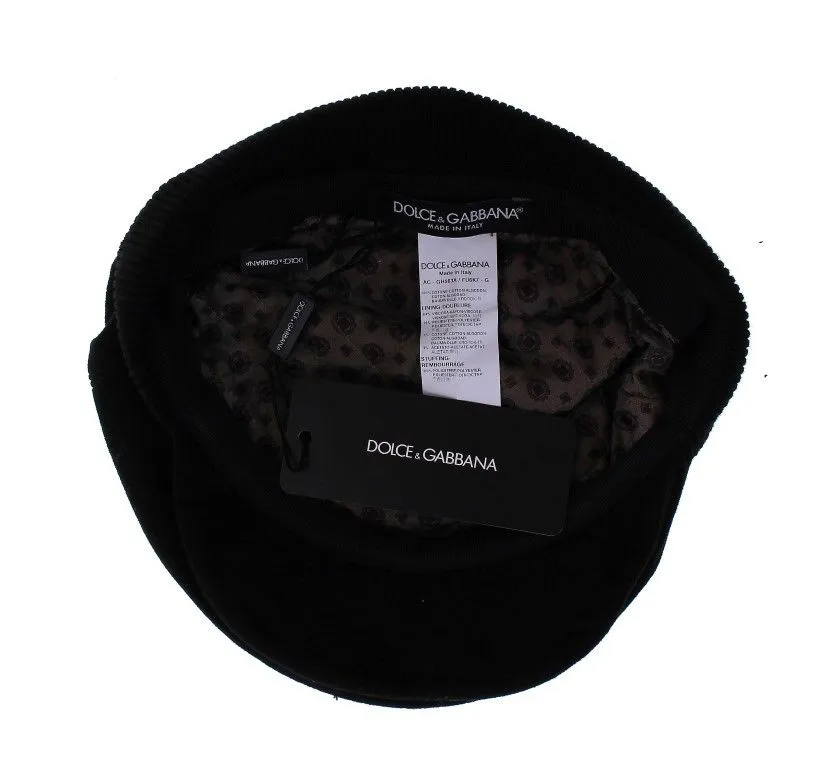 Black Cotton Logo Hat Cabbie