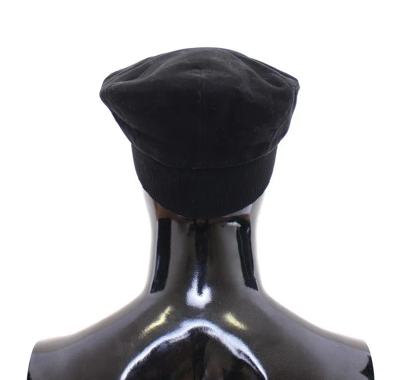 Black Cotton Logo Hat Cabbie
