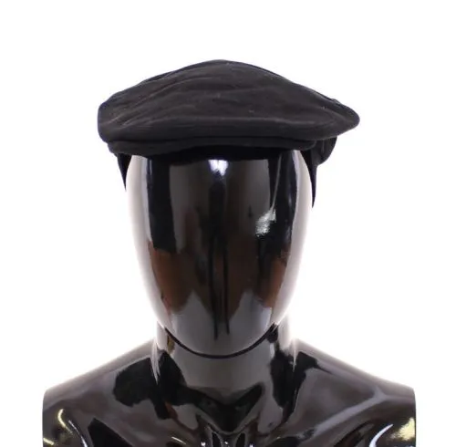 Black Cotton Logo Hat Cabbie
