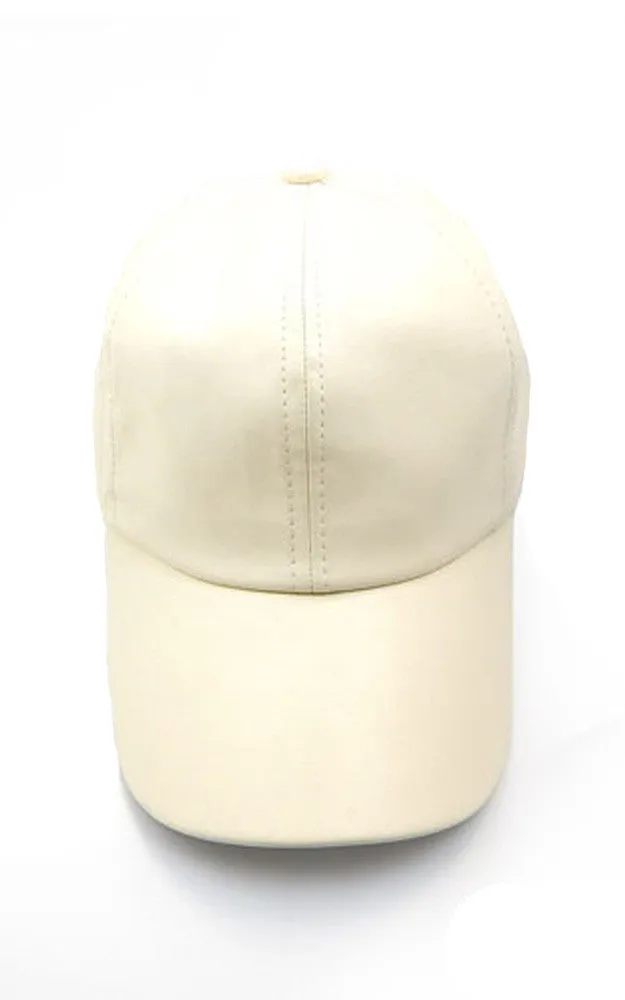 [BOGO] LH3074 Ivory PU Leather Cap With Velcro Closure