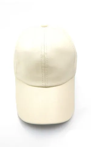 [BOGO] LH3074 Ivory PU Leather Cap With Velcro Closure
