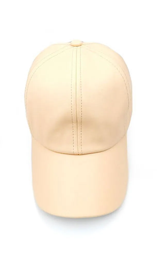 [BOGO] LH3074 Nude PU Leather Cap With Velcro Closure