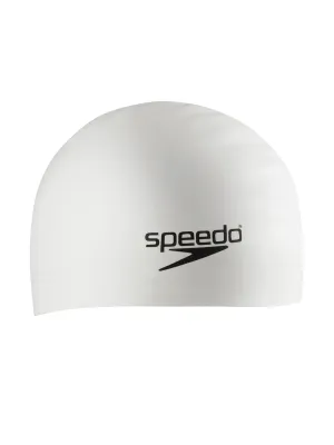 Bonnet de natation pour cheveux longs en silicone - Blanc