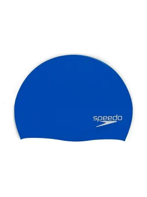 Bonnet de natation pour cheveux longs en silicone - Bleu