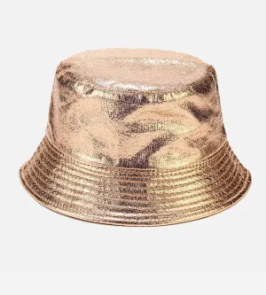 Bucket Hat in Metallic Gold