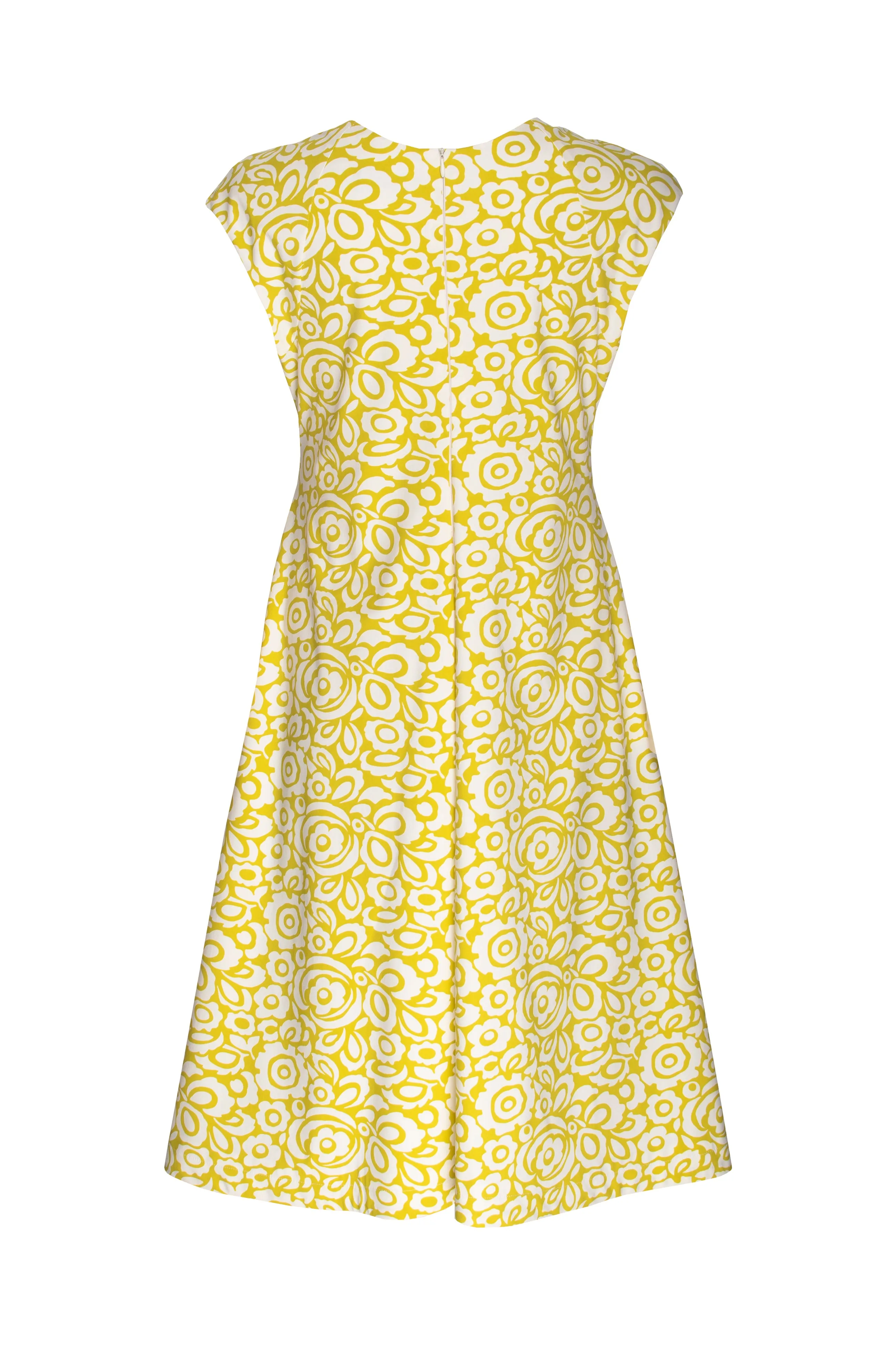 Cap Sleeve Swing Dress - Chartreuse/Vanilla Print Jersey 4295