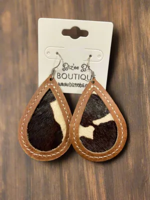 Cowhide Teardrop Earrings