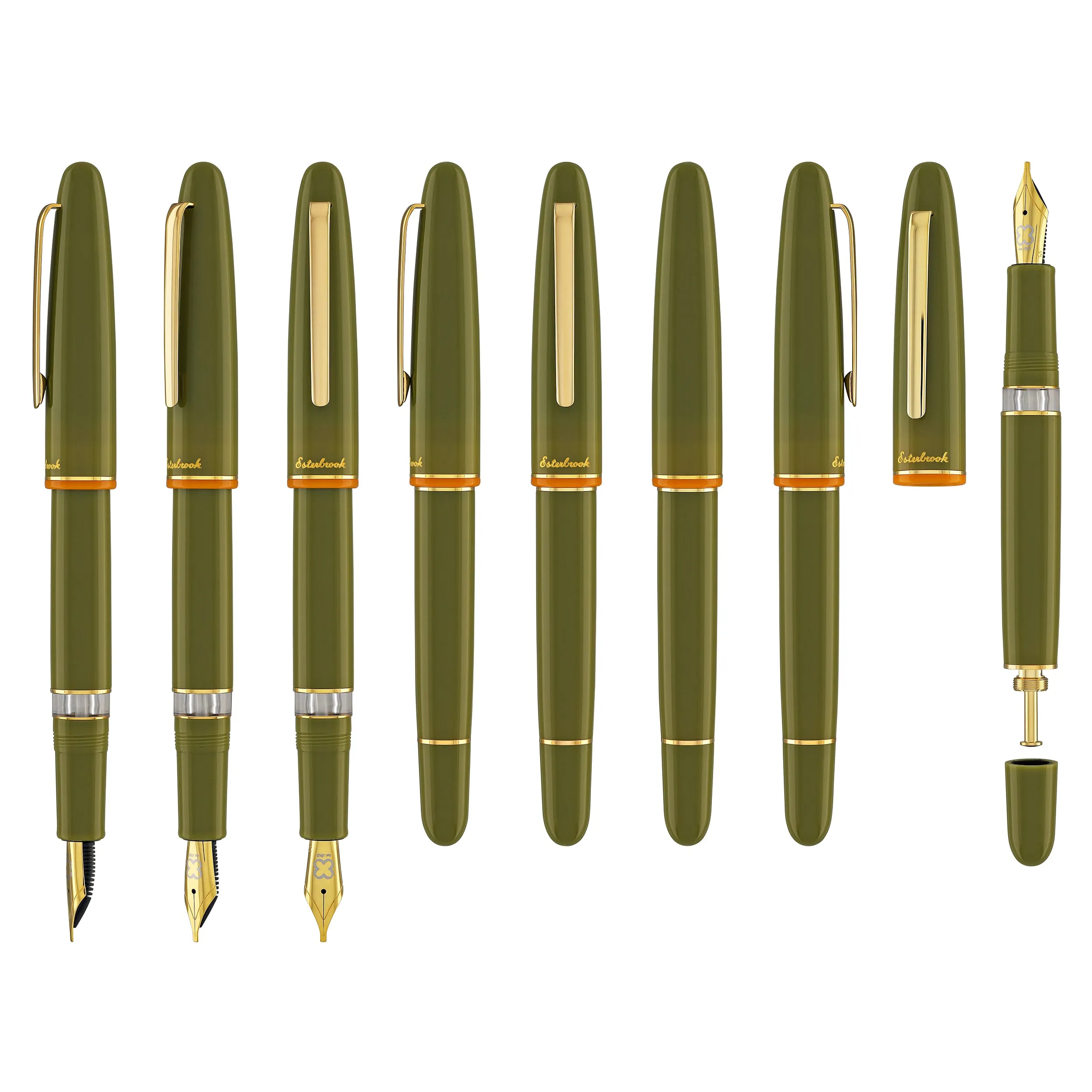 Esterbrook Estie Back to the Lands Button Piston Fountain Pen in Quirky Leaf with Gold Trim