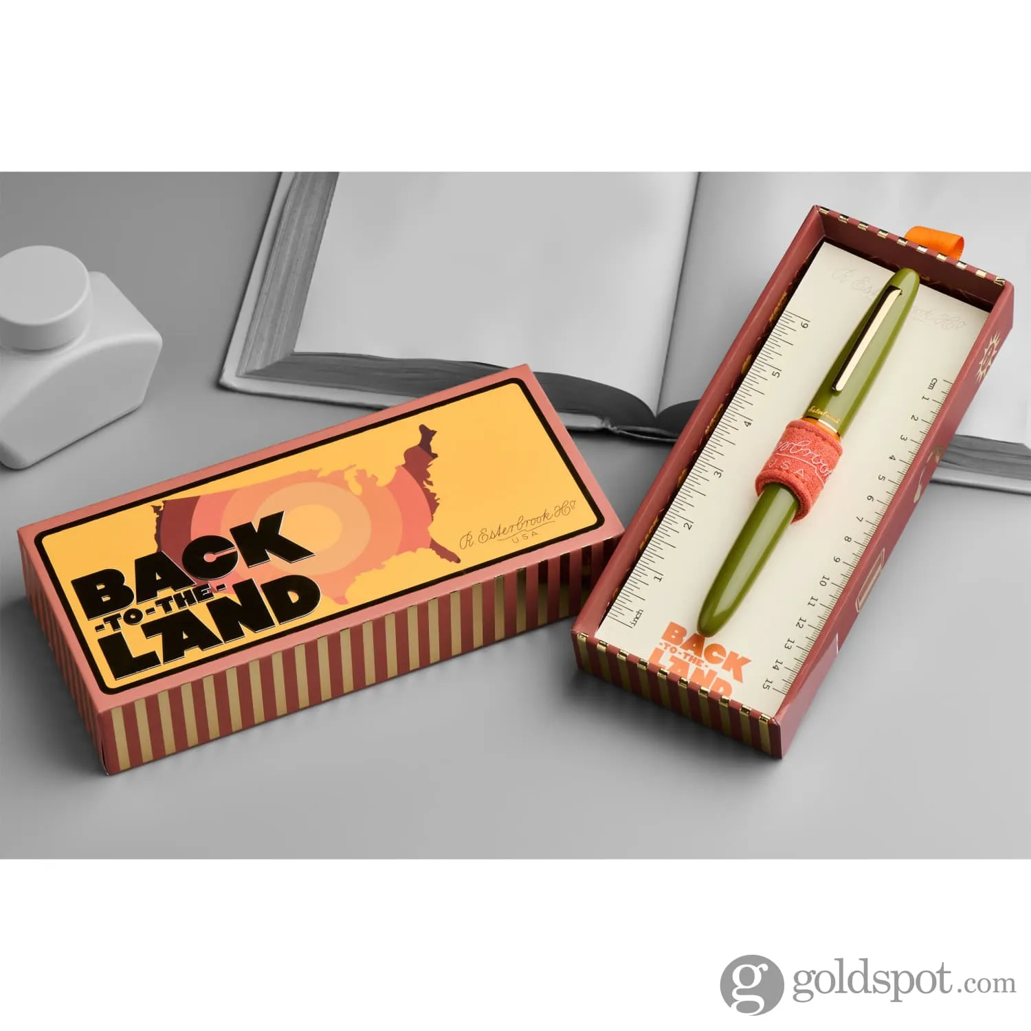 Esterbrook Estie Back to the Lands Button Piston Fountain Pen in Quirky Leaf with Gold Trim