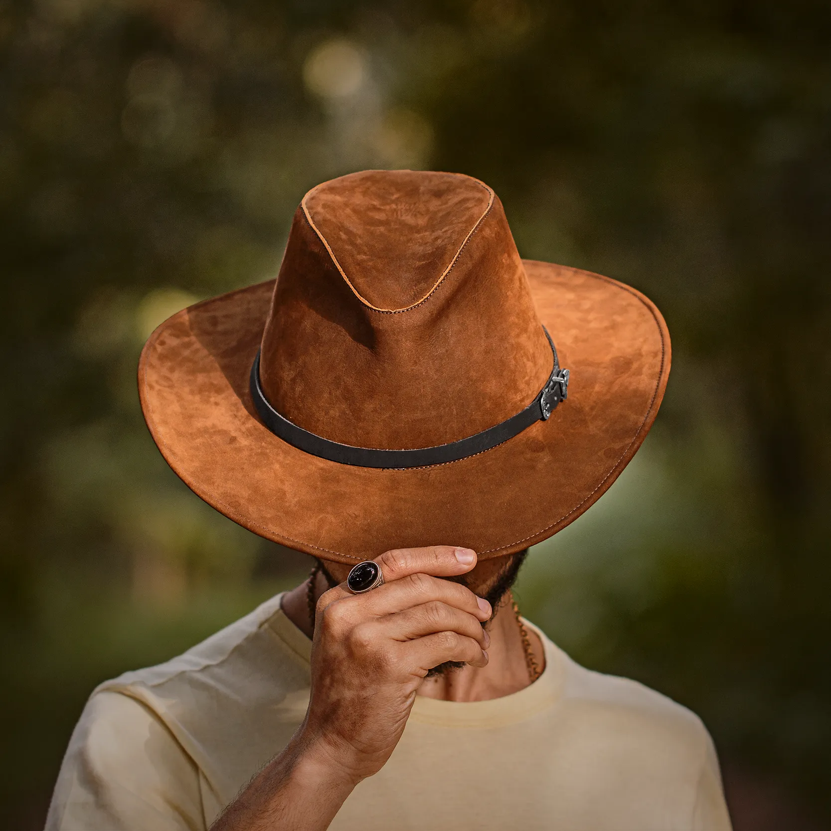 Fedora Hat Tan Genuine Leather