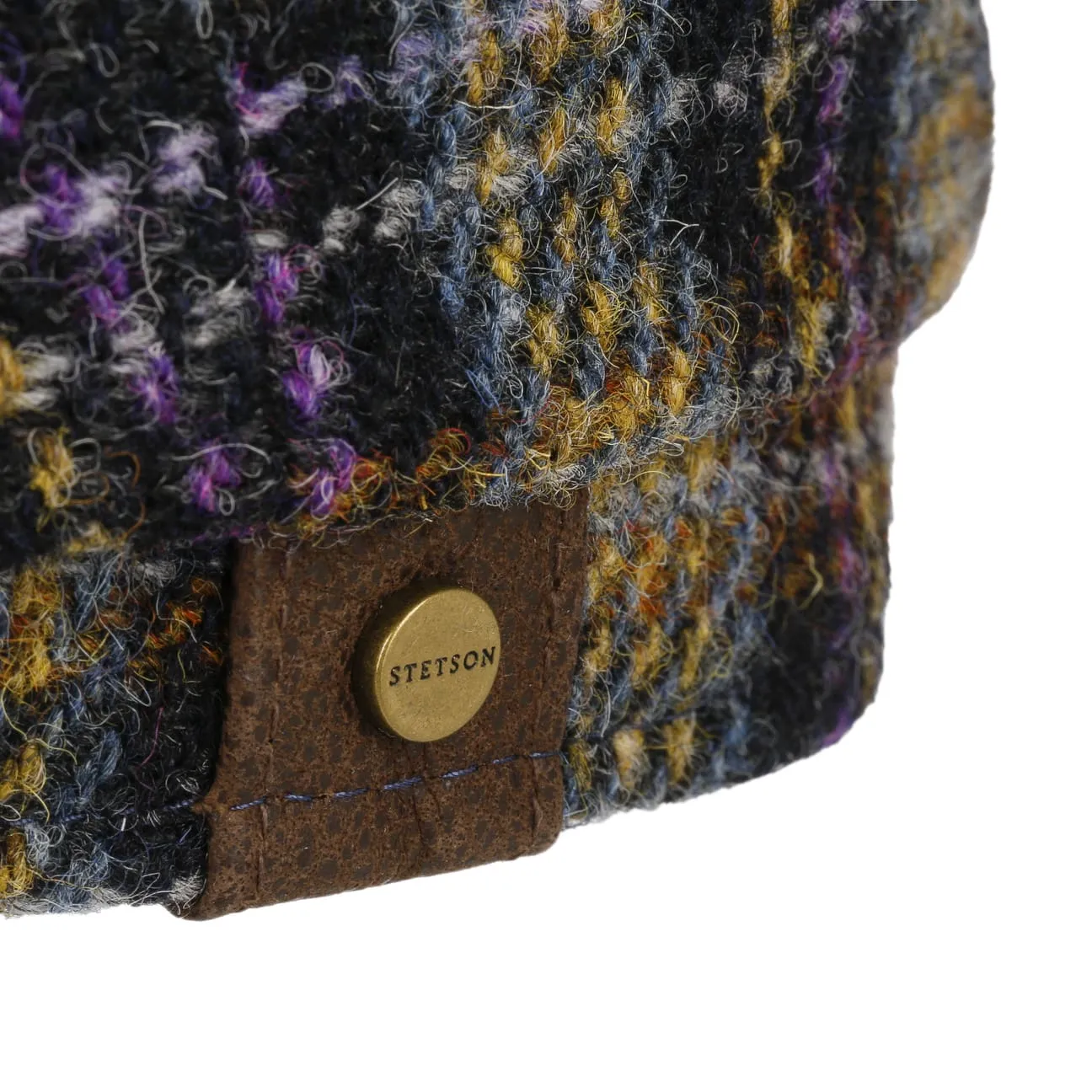 Hatteras Check Harris Tweed Flat Cap by Stetson