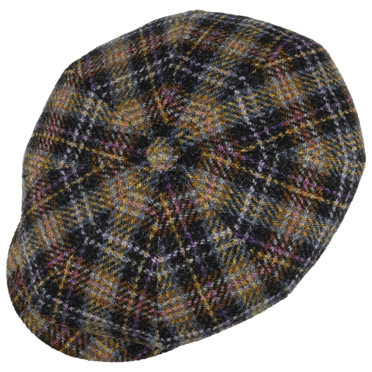 Hatteras Check Harris Tweed Flat Cap by Stetson