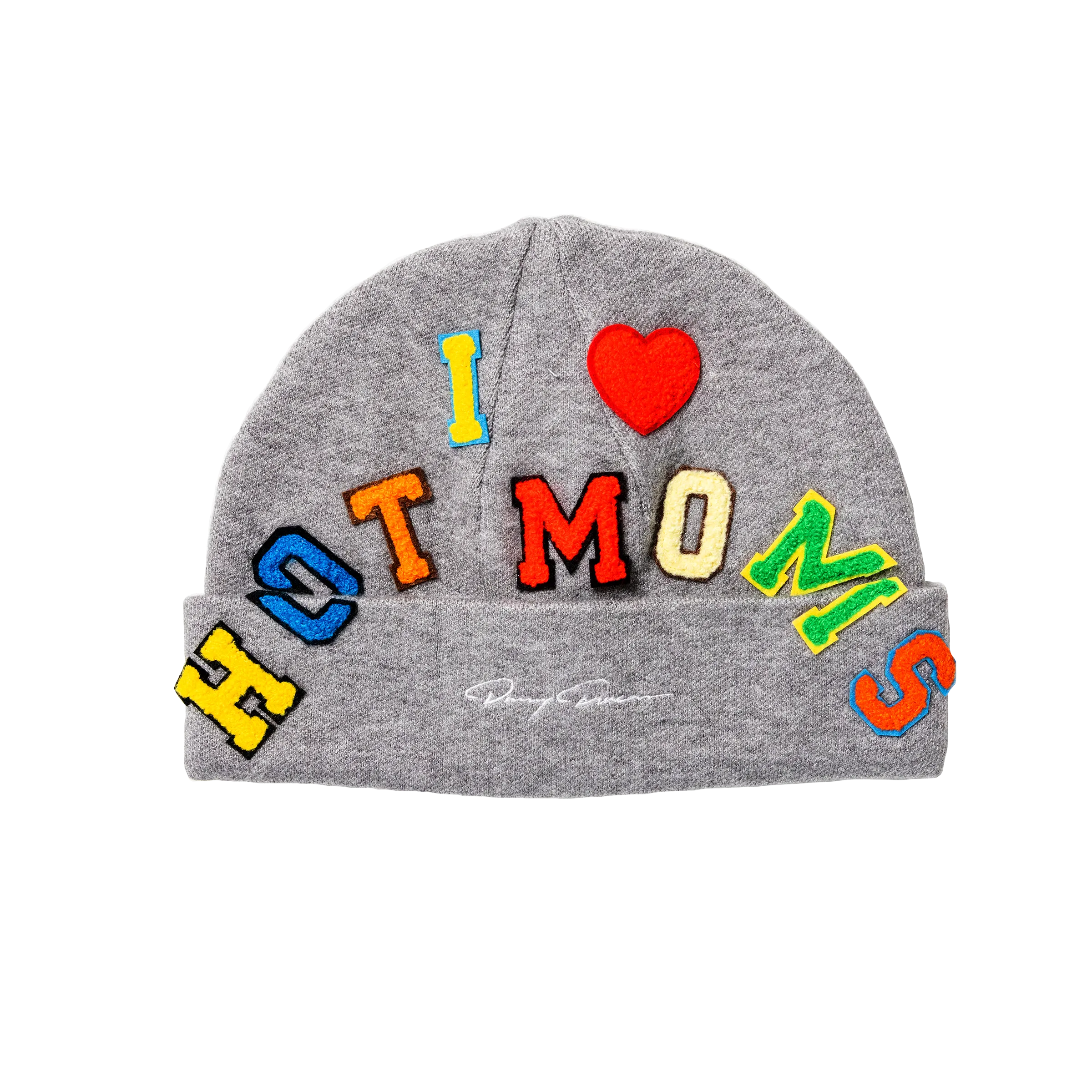 I Heart Hot Moms Patchwork Beanie