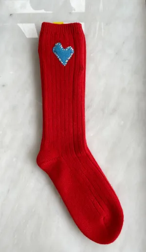 Kerri Rosenthal - Patchwork Love Morning Cashmere Socks in Merry Red