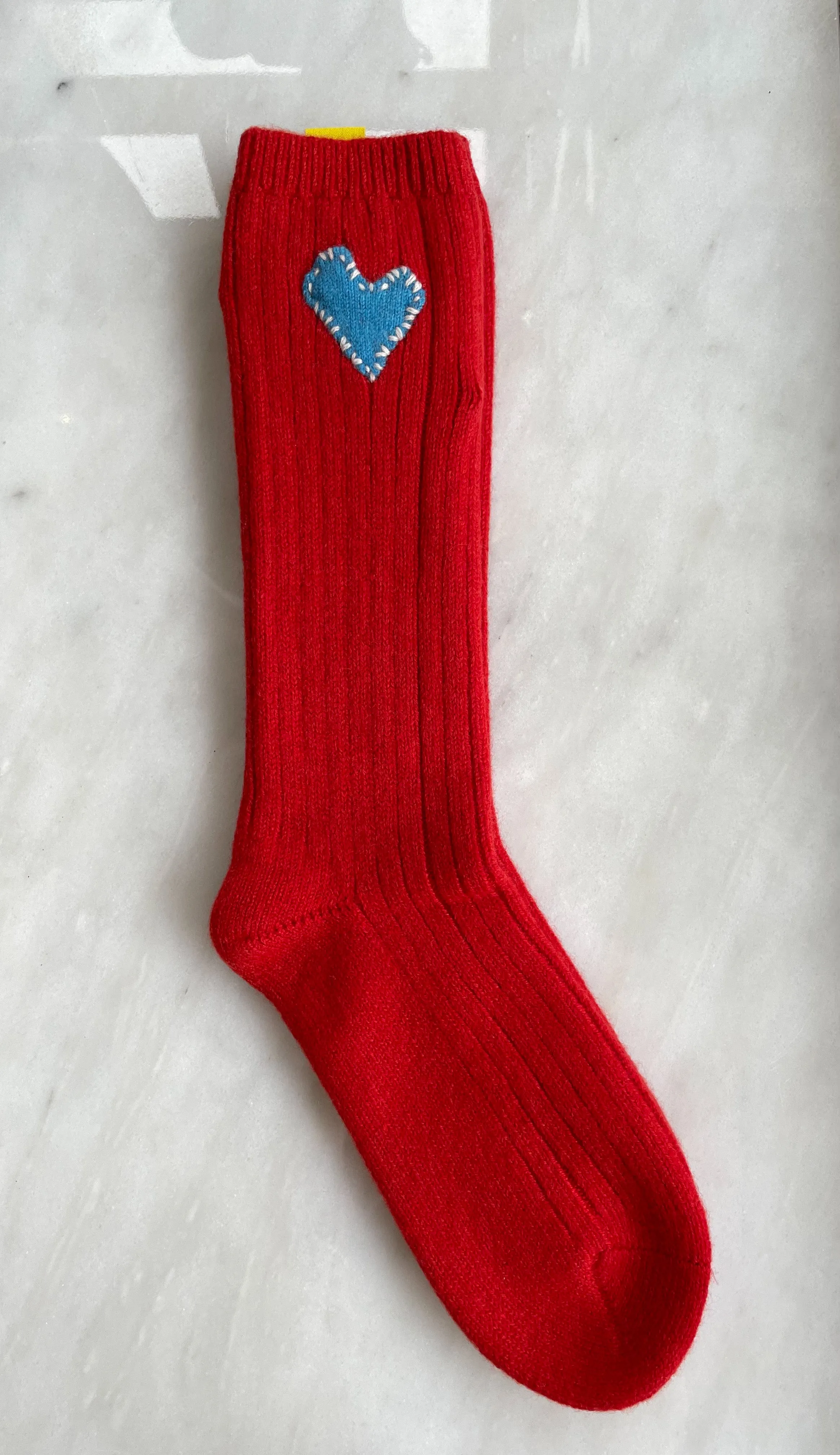 Kerri Rosenthal - Patchwork Love Morning Cashmere Socks in Merry Red