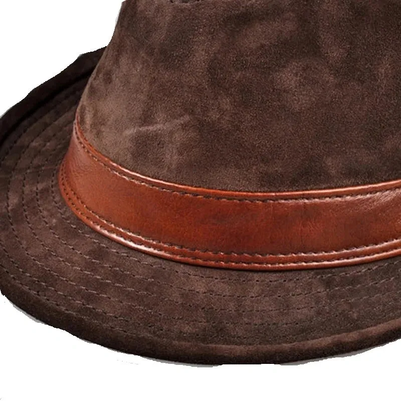 Lamarck Nubuck Genuine Leather Trilby Hat