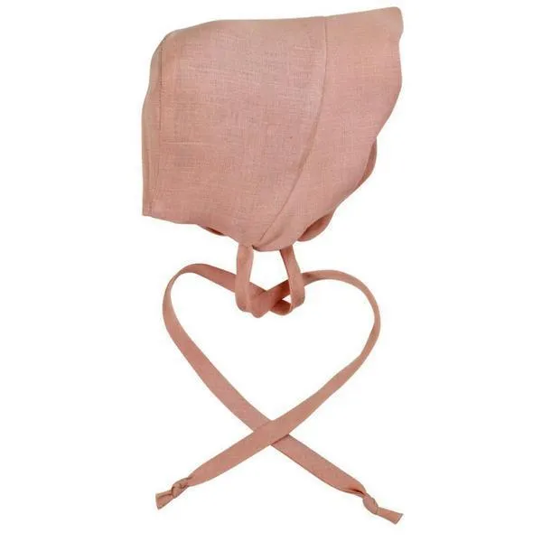 Linen Scallop Bonnet in Shell Pink