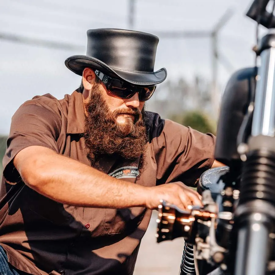 Marlow Black Weatherproof Leather Top Hat   Unbanded