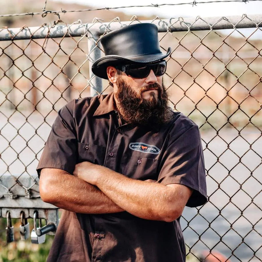 Marlow Black Weatherproof Leather Top Hat   Unbanded
