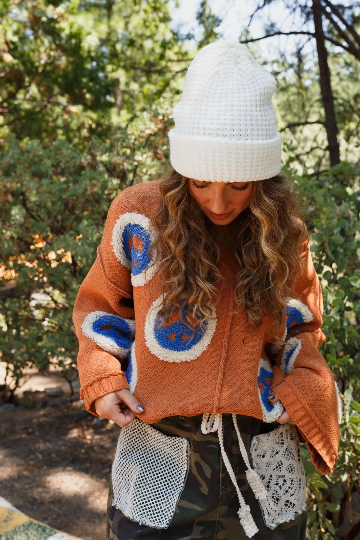 Maybelle Waffle Beanie - Ivory