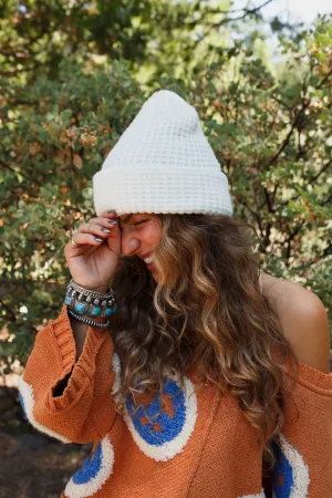 Maybelle Waffle Beanie - Ivory