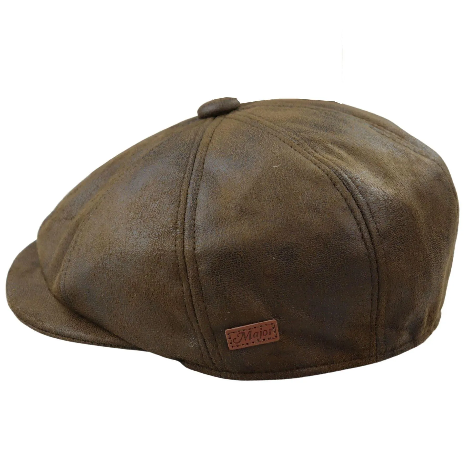 Mens 8 Panel Razor Baker Boy Hat PU Leather Blinders Newsboy Flat Cap Black Brown
