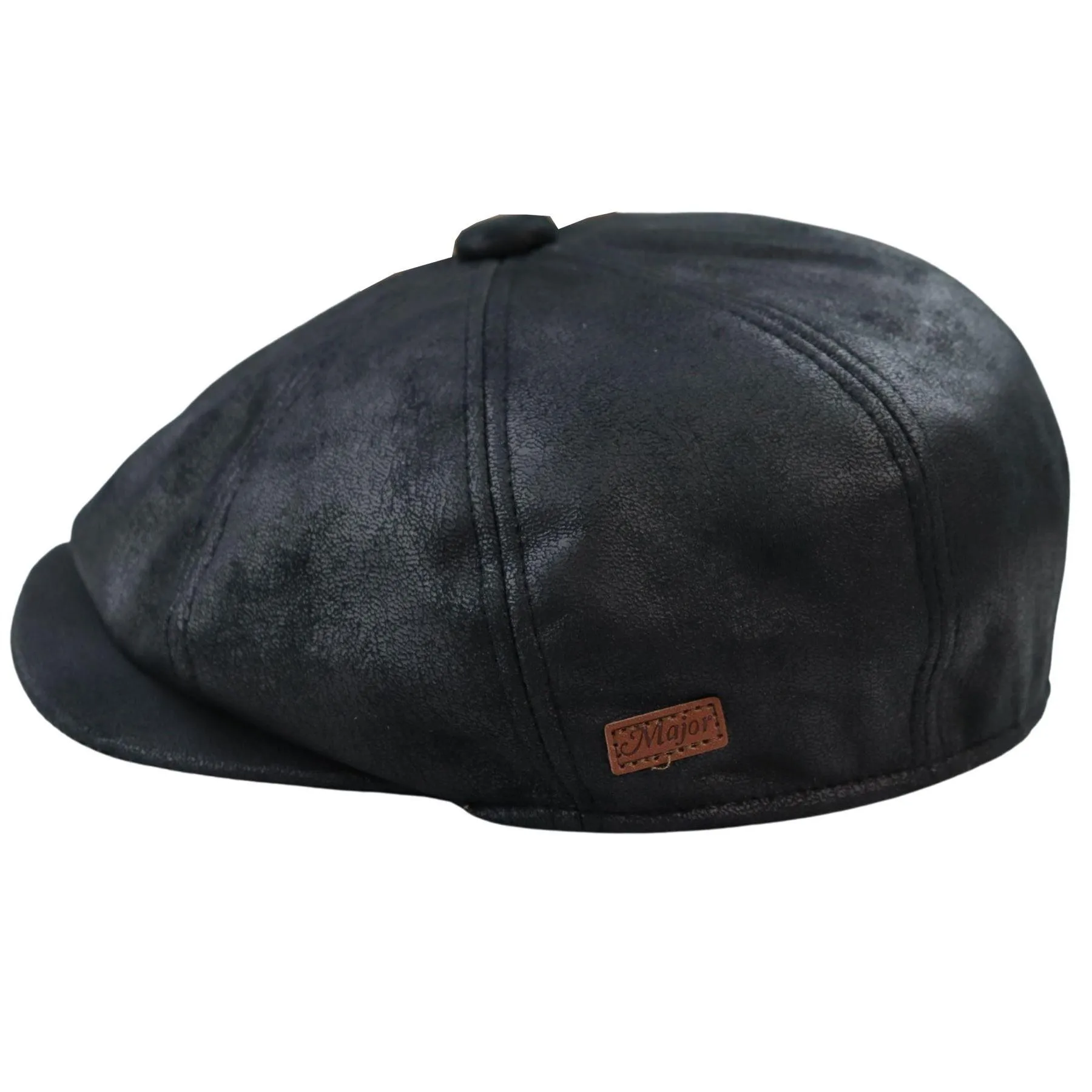 Mens 8 Panel Razor Baker Boy Hat PU Leather Blinders Newsboy Flat Cap Black Brown