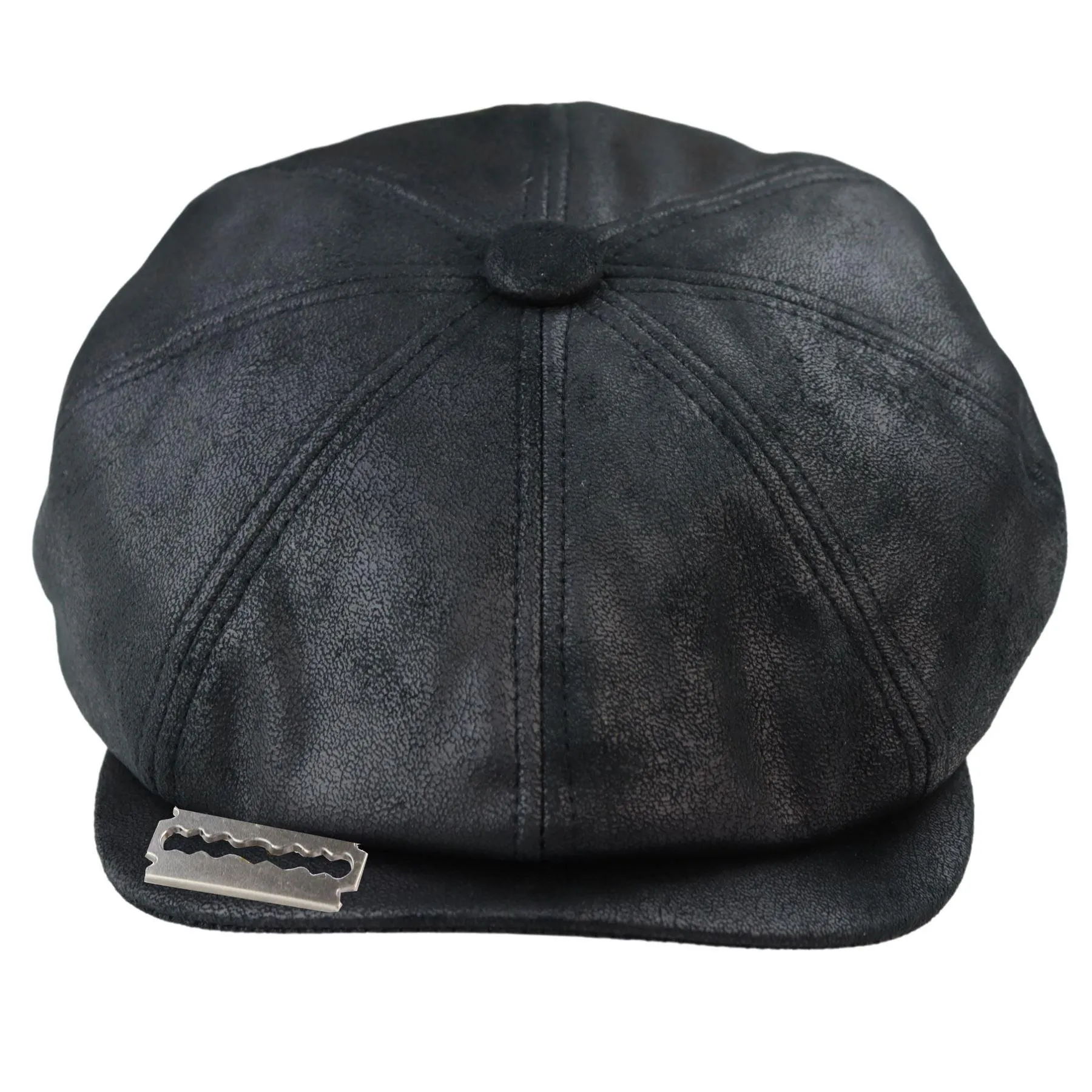 Mens 8 Panel Razor Baker Boy Hat PU Leather Blinders Newsboy Flat Cap Black Brown