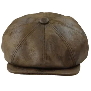 Mens 8 Panel Razor Baker Boy Hat PU Leather Blinders Newsboy Flat Cap Black Brown