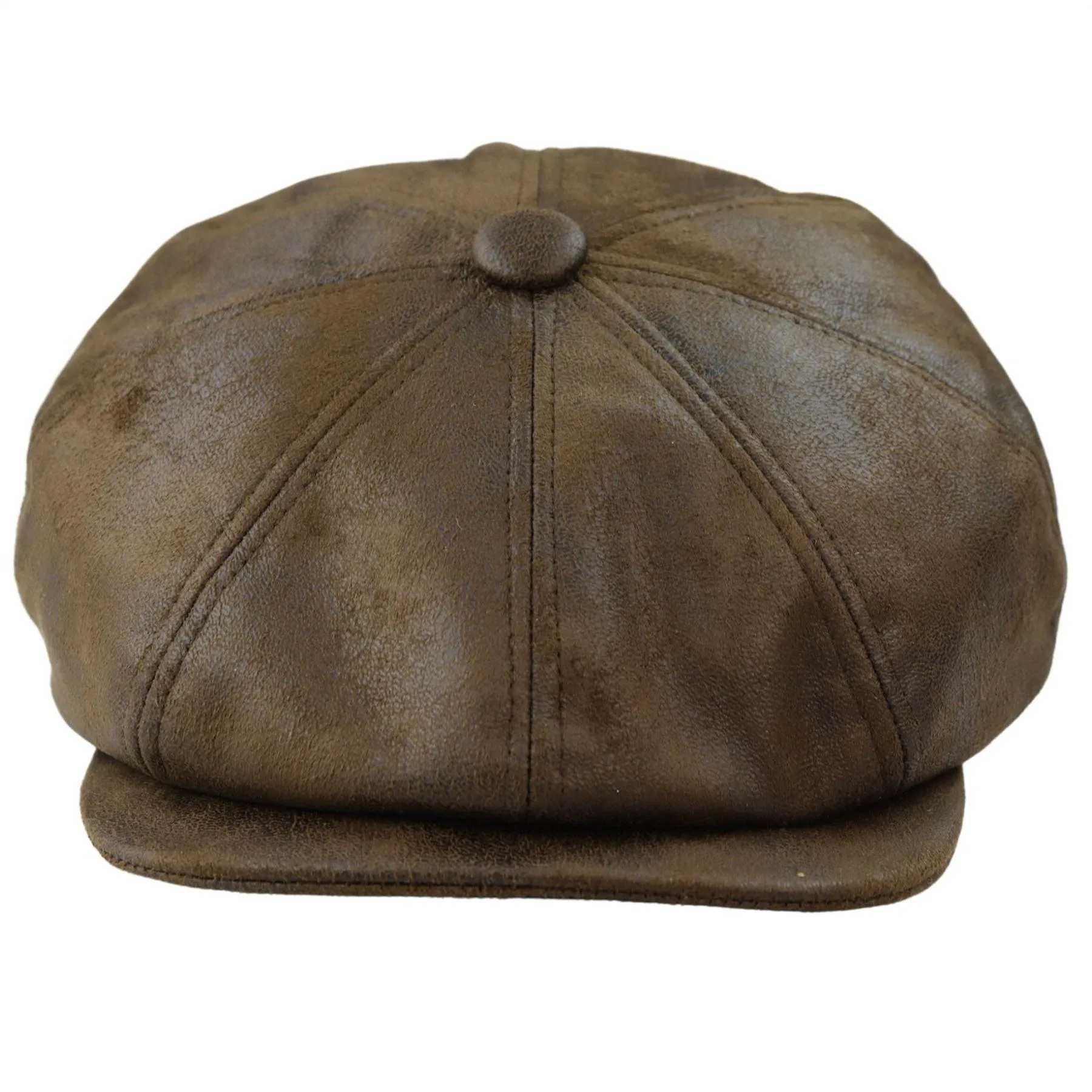 Mens 8 Panel Razor Baker Boy Hat PU Leather Blinders Newsboy Flat Cap Black Brown