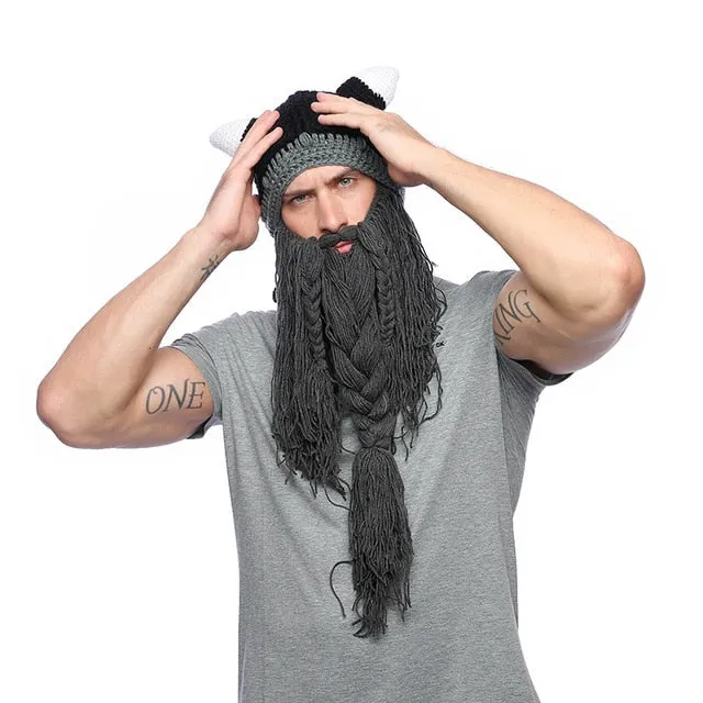 Metal Viking Barbarian Beard Beanie Costume