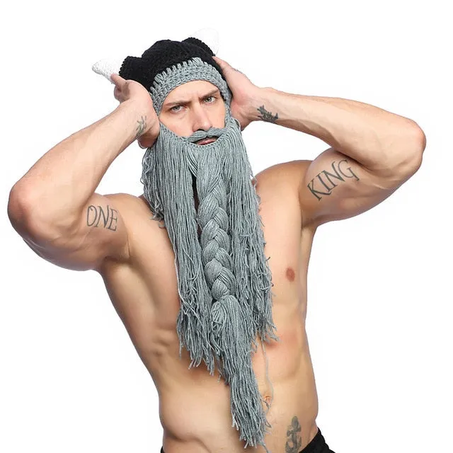 Metal Viking Barbarian Beard Beanie Costume