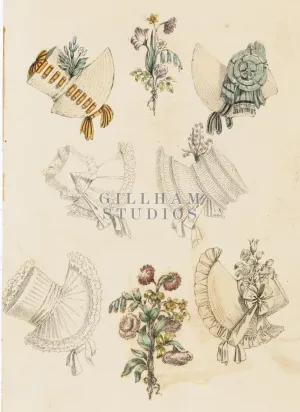 Multiple bonnets and flower arrangements