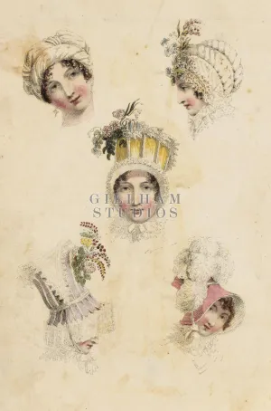 Multiple images of various Victorian hats