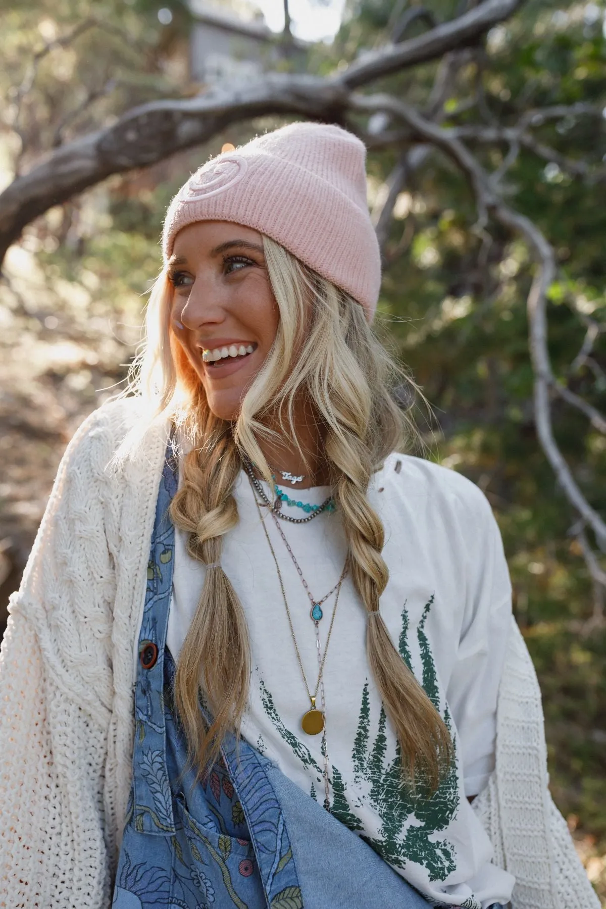 Nesta Smiley Beanie - Blush