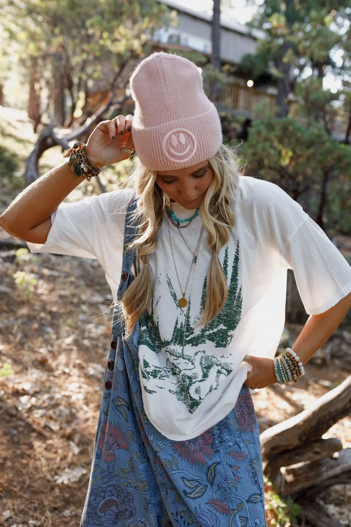 Nesta Smiley Beanie - Blush