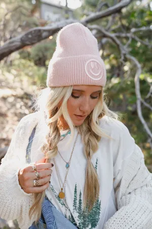 Nesta Smiley Beanie - Blush