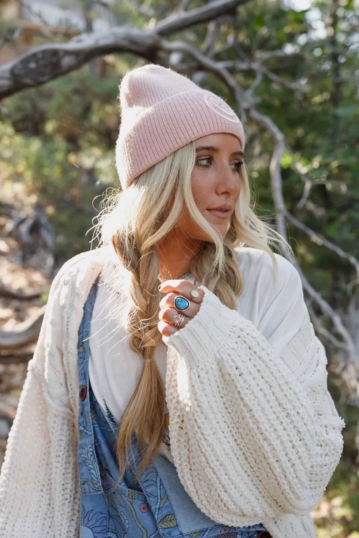 Nesta Smiley Beanie - Blush