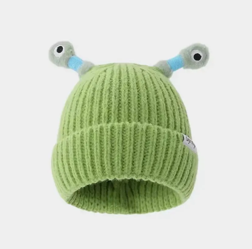 New Cute Luminous Fall Winter Warm Ear Protection Wool Cartoon All-matching Knitted Beanie Hat