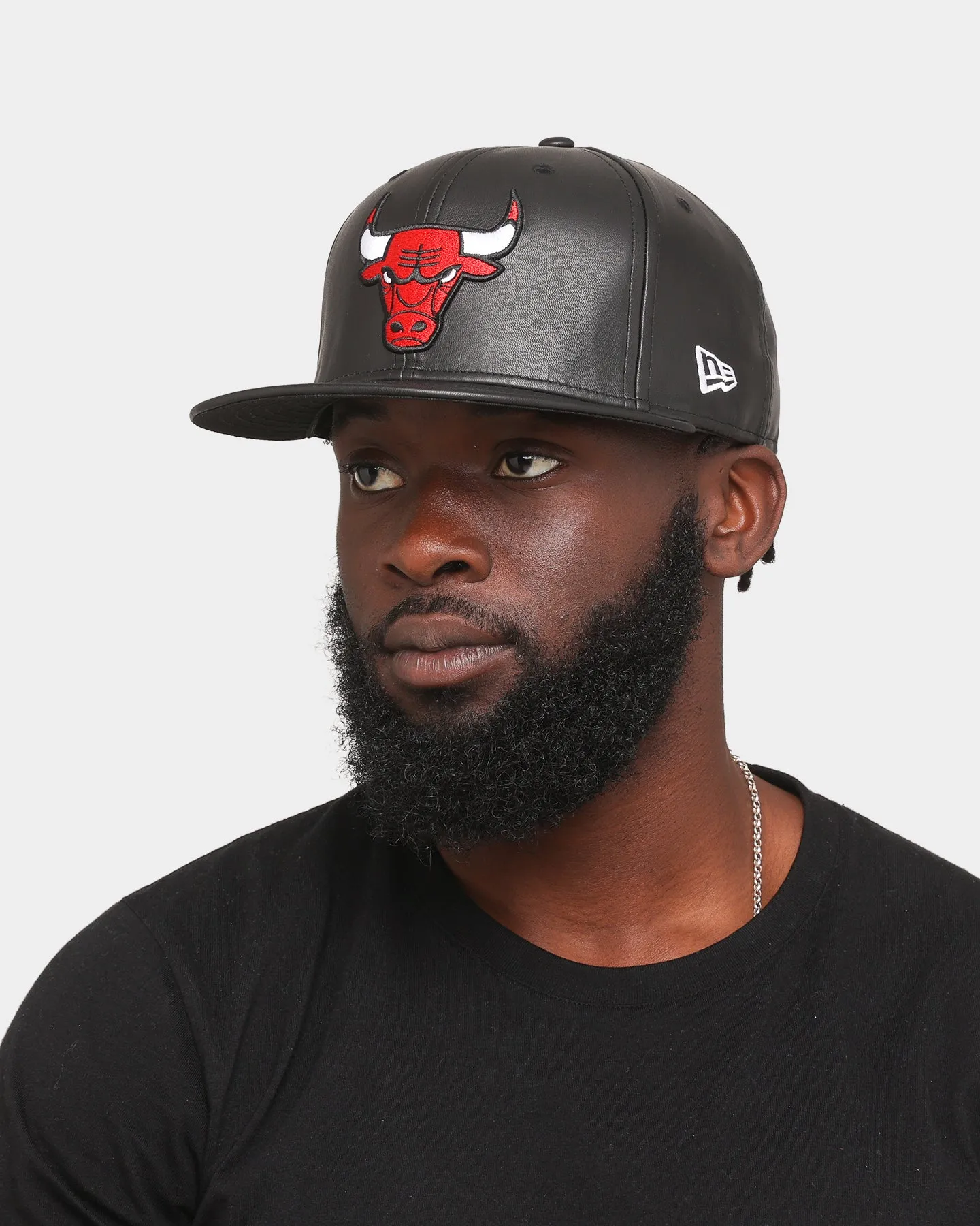 New Era Chicago Bulls 'PU Leather' 59FIFTY Fitted Black Leather