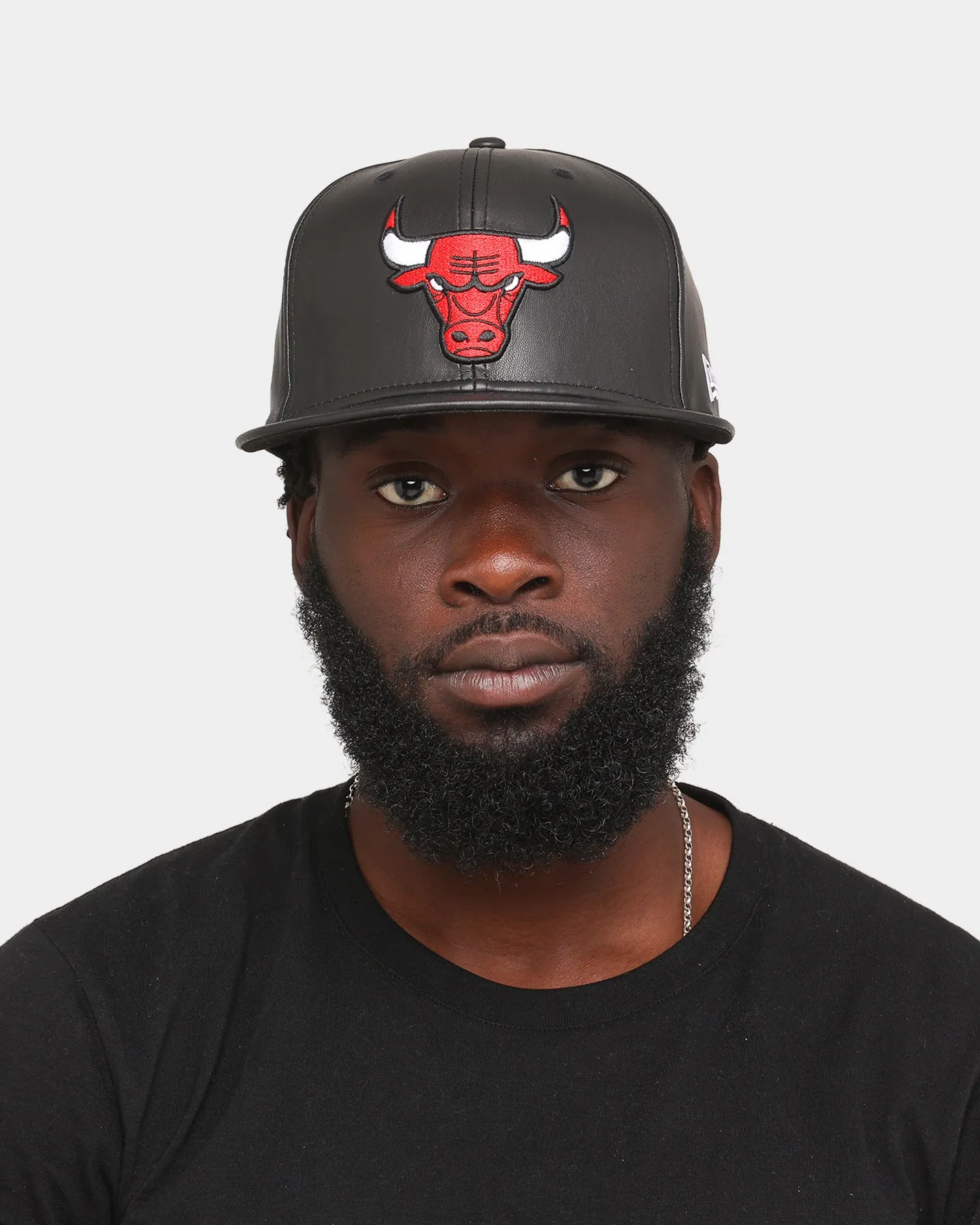 New Era Chicago Bulls 'PU Leather' 59FIFTY Fitted Black Leather