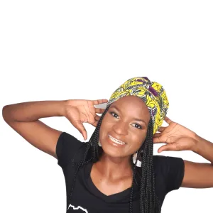 Ngaska African Print Purple and Yellow Turban