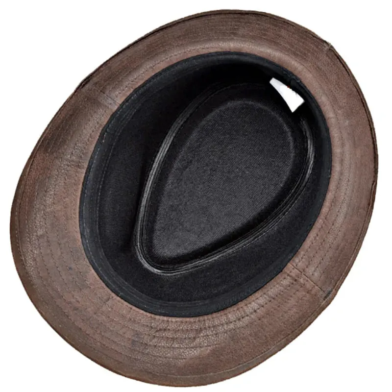 Nubuck Genuine Leather Trilby Hat