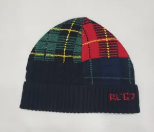 Nwt Polo Ralph Lauren Patchwork Plaid Wool Blend Beanie